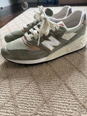 New Balance 998 Sage Green & Cream Suede Sneakers